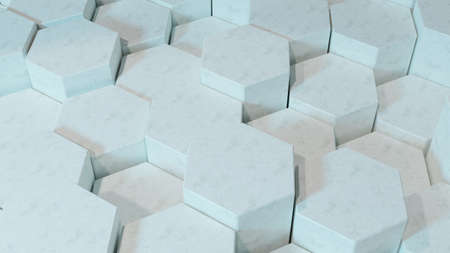 White Stone hexagon tiles. Abstract background. 3d renderの写真素材