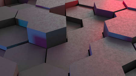 White Stone hexagon tiles. Abstract background. 3d renderの写真素材