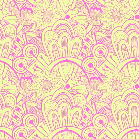 Seamless abstract hand-drawn pattern, background. Seamless pattern can be used for wallpaper, pattern fills, web page background,surface textures. Steampunk seamless floral backgroundのイラスト素材