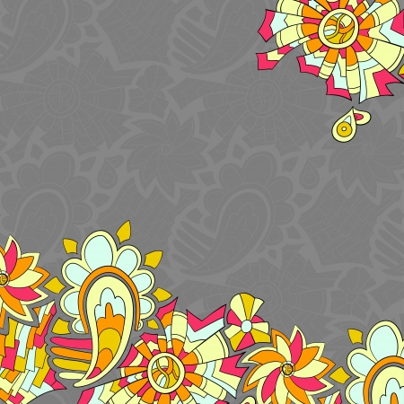 Card or invitation with abstract floral background  Greeting postcard in grunge or retro のイラスト素材