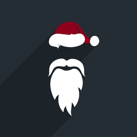 Flat Design Vector Santa Claus Face. Icon. Greeting Card.のイラスト素材