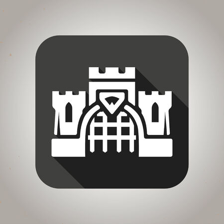 Black and white flat castle icon with shadow for web and mobile applicationsのイラスト素材