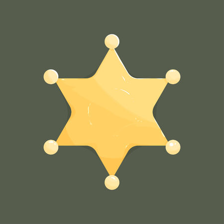 Blank golden sheriff star with scratches isolated on white background  Wild West  のイラスト素材