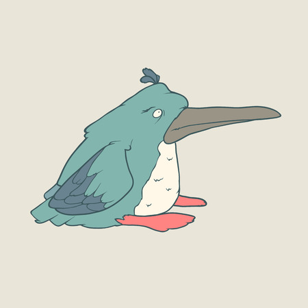 Illustration of hand drawn funny penguin bird. Color Vector cartoon. Concept of the character on flat background.のイラスト素材