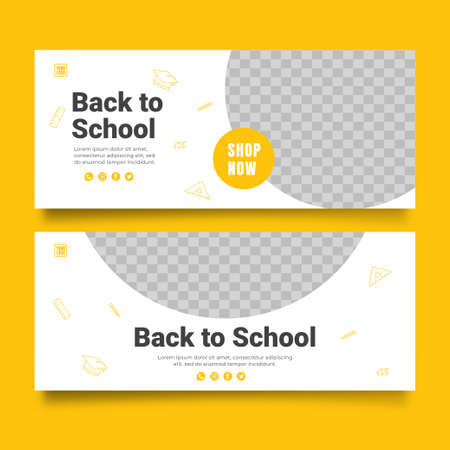 Back to school with discount offer web banner templateのイラスト素材