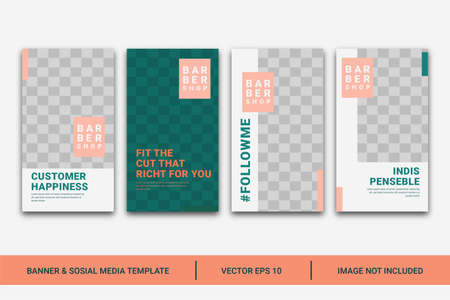 Barber shop  stories templateのイラスト素材