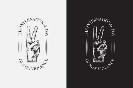 Hand drawn international day of peace labelsのイラスト素材