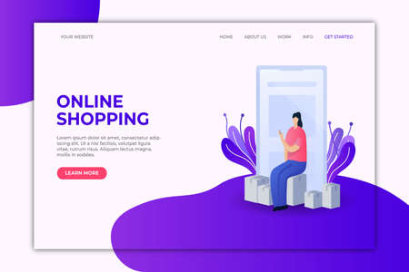online shopping landing page template free vectorのイラスト素材