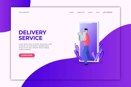 landing page template delivery service. free vectorのイラスト素材
