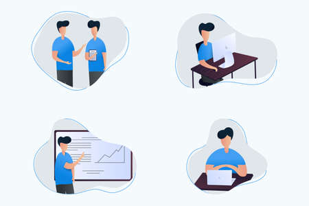 illustration of people workingのイラスト素材