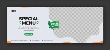 Delicious food cover page and web banner design templateのイラスト素材