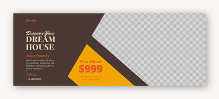 Perfect and modern home sale cover banner template for real estate companyのイラスト素材