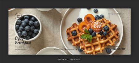Delicious food cover page and web banner design templateのイラスト素材