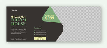 Perfect and modern home sale cover banner template for real estate companyのイラスト素材