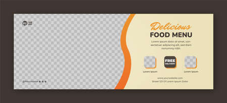 Delicious food cover page and web banner design templateのイラスト素材
