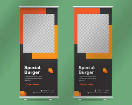 Food roll up banner design template for restaurantのイラスト素材