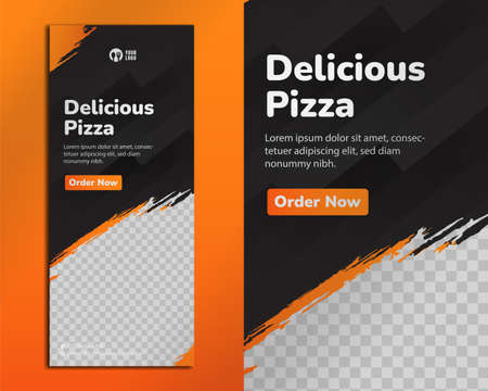 Food roll up banner design template for restaurantのイラスト素材