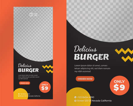 Food roll up banner design template for restaurantのイラスト素材