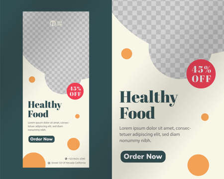 Food roll up banner design template for restaurant Premium Vectorのイラスト素材