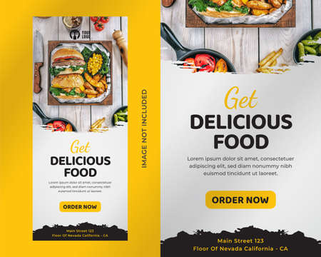 Food roll up banner design template for restaurant Premium Vectorのイラスト素材