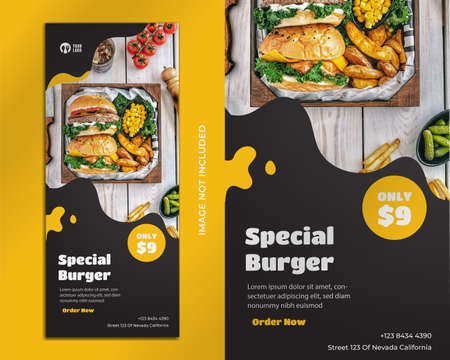 Food roll up banner design template for restaurantのイラスト素材