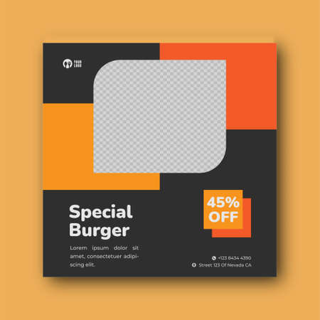 Food menu and restaurant social media banner templateのイラスト素材