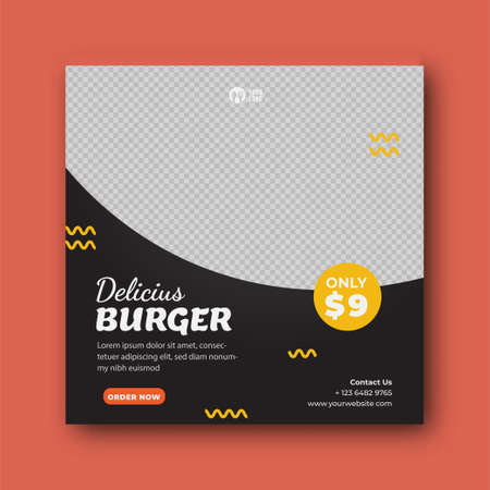 Food menu and restaurant social media banner templateのイラスト素材