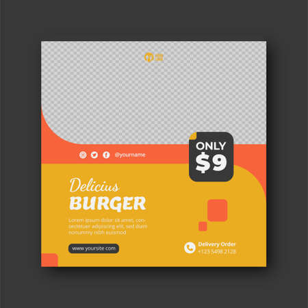 Food menu and restaurant social media banner templateのイラスト素材