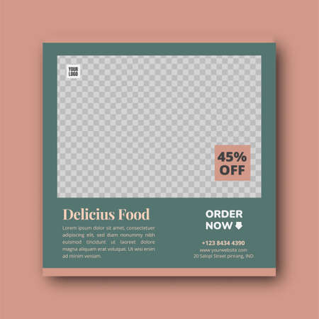 Food menu and restaurant social media banner templateのイラスト素材