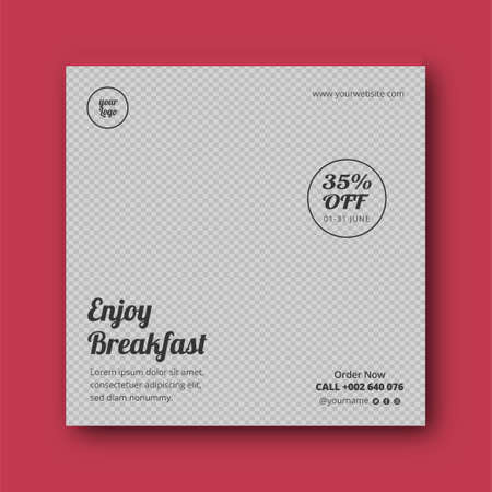 Food menu and restaurant social media banner templateのイラスト素材