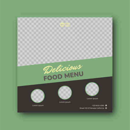 Food menu and restaurant social media banner templateのイラスト素材