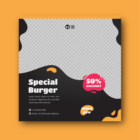 Food menu and restaurant social media banner templateのイラスト素材