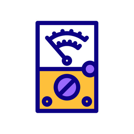 Analog Multimeter Icon in Filled Outline Style on White Backgroundのイラスト素材
