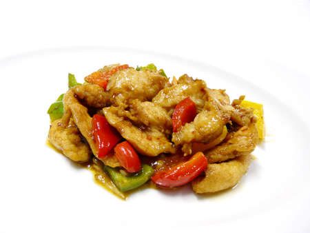 chinese food - stir fried chicken and vegetables in sazuchen sauceの写真素材