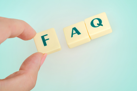 FAQ word on blue backgroundの写真素材