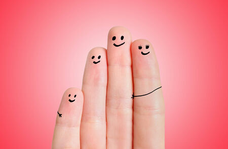 Finger family on red background