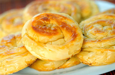 Plate with pie on tableの写真素材