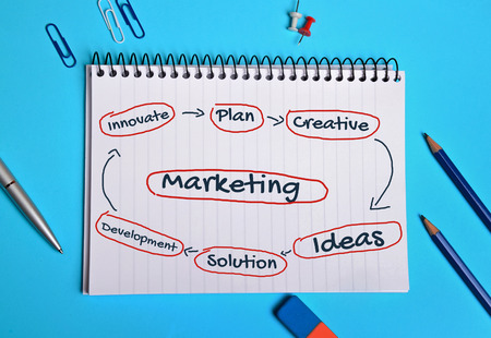 Marketing word written on notebook pageの写真素材