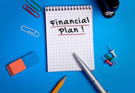 Financial Plan word writing on paperの写真素材