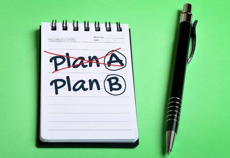 Plan A Plan B word writing on notebookの写真素材