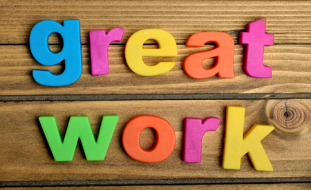 Great Work word on wooden tableの写真素材