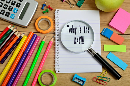 Today is the day text on notebookの写真素材