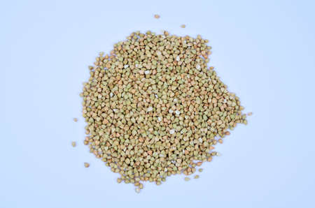 Group of buckwheat on blue backgroundの写真素材