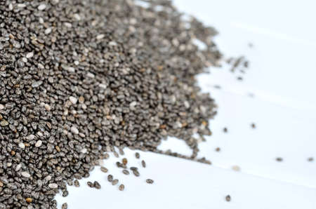 Group of chia seeds on tableの写真素材