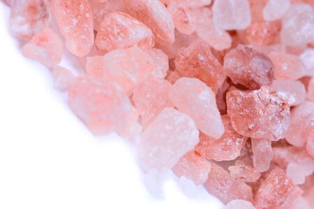 Pink salt on white background closeupの写真素材