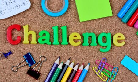 Challenge word on cork backgroundの写真素材