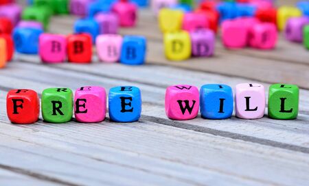 Free will words on wooden tableの写真素材