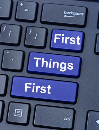 First things first on keyboard computerの写真素材