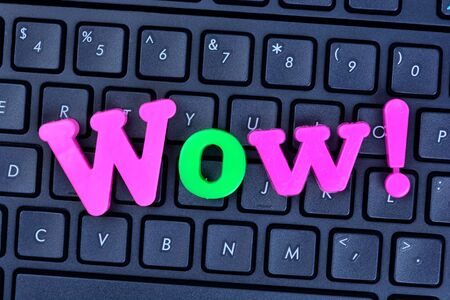 Wow word on computer keyboard closeup