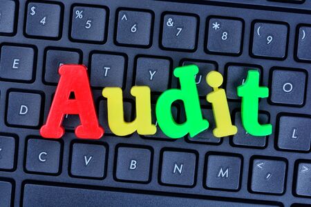 Audit word on computer keyboard closeupの写真素材